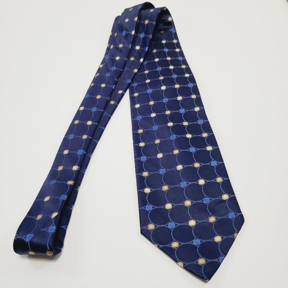 Croft & Barrow Necktie Blue Geometric Pattern Men's Silk Neck Tie 58x3.75" - Picture 2 of 5